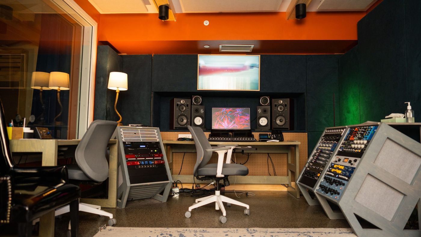 Another control room at the same Boston recording studio, with analog outboard racks