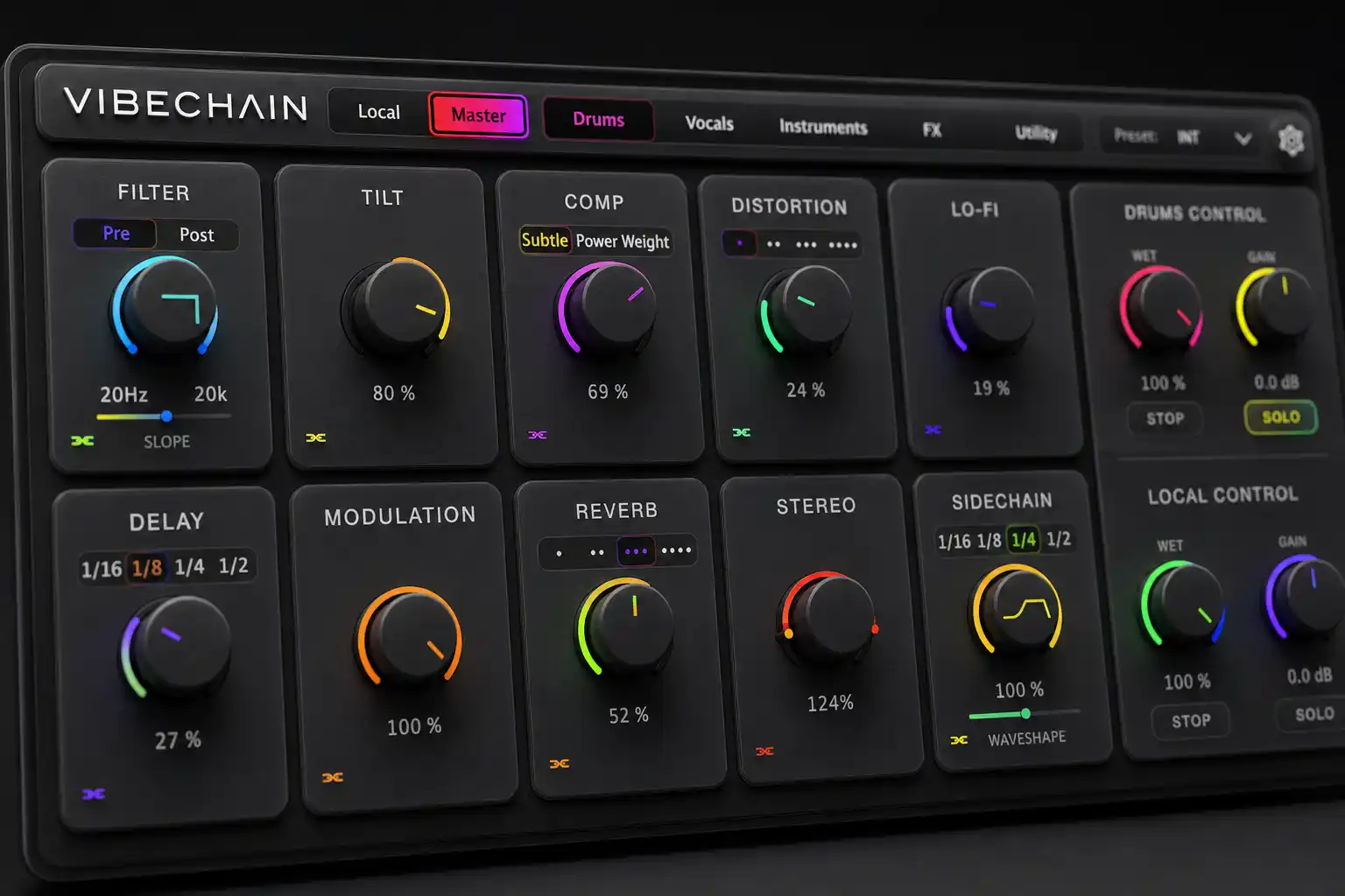VIBECHAIN sidechain and local control close-up